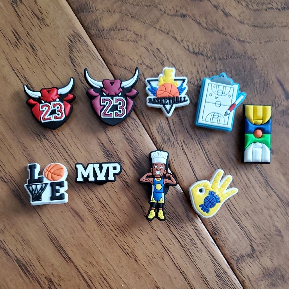 Croc Charms - Basketball Theme Set of 9